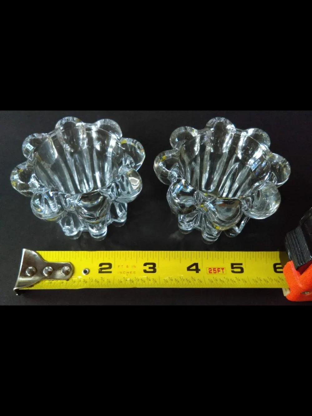 Set of 2 Crystal Candle Holders Heavy Crystal Glass For Votive / Tapered Candles